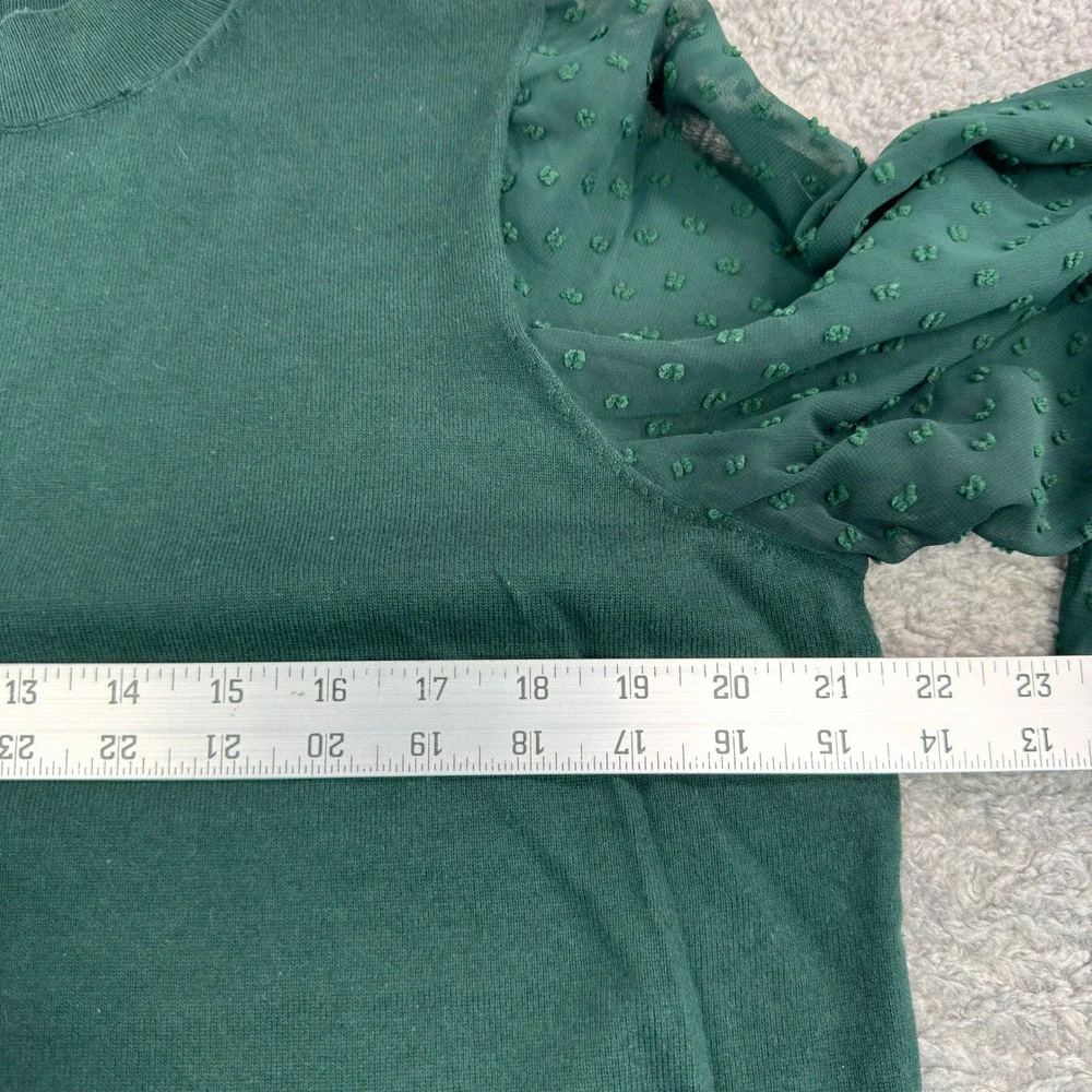 CeCe Women's Dark Green Textured Sleeve‎ Mock Neck Sweater XL - Picture 4 of 6